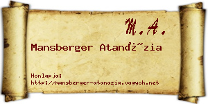 Mansberger Atanázia névjegykártya